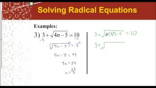 Lesson 7.7 - Solving Radical Equations (Examples 3 & 4)