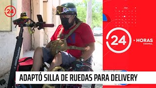 Adaptó silla de ruedas en scooter para hacer delivery | 24 Horas TVN Chile