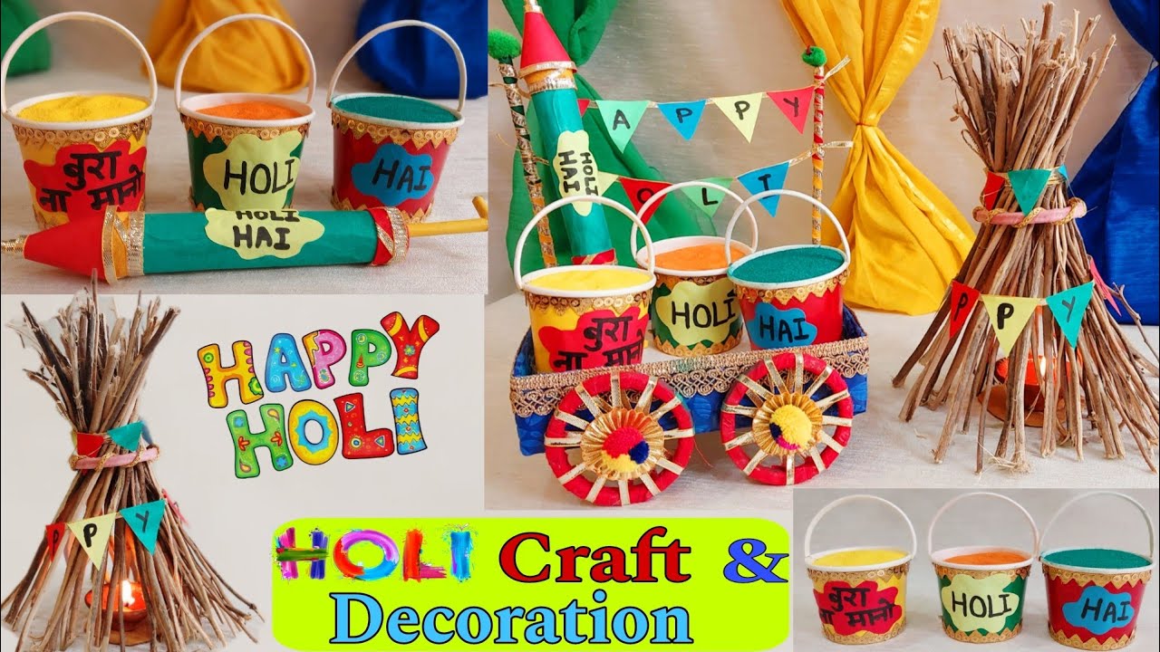 Holi craft || Holi decoration #diy #viral #diycrafts #holi #holicraft # ...