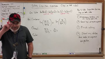HW 4.4 Exponential and Logarithmic Equations (8) – Logarithmic Equations (logs on both sides) Part 2