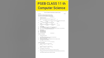 PSEB CLASS 11 Computer Science September Exam paper English medium