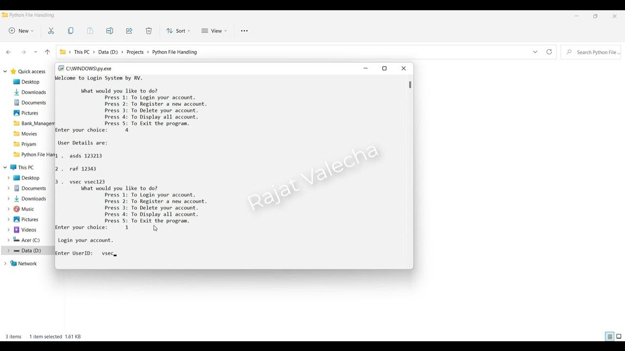 Login System Using Python File Handling YouTube