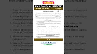 5019 - 622 B Ed Spring 2025 AIOU Past Paper #AIOU #AIOUHELPS #BEd #AIOUBEd #Spring2025