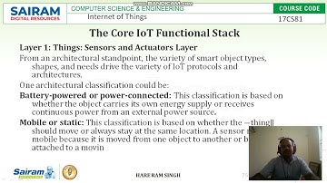 Lecture Video 1 17CS81 Module1  IoT Functional Stack Hare Ram Singh