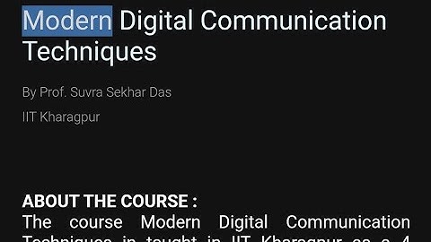 Modern Digital Communication Techniques, Week-07 solution, NPTEL, SWAYAM