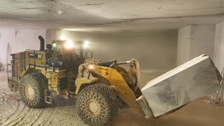 Caterpillar 988K Block Hadler Working On Underground Marble Quarries - Nordia Marbles - 4k