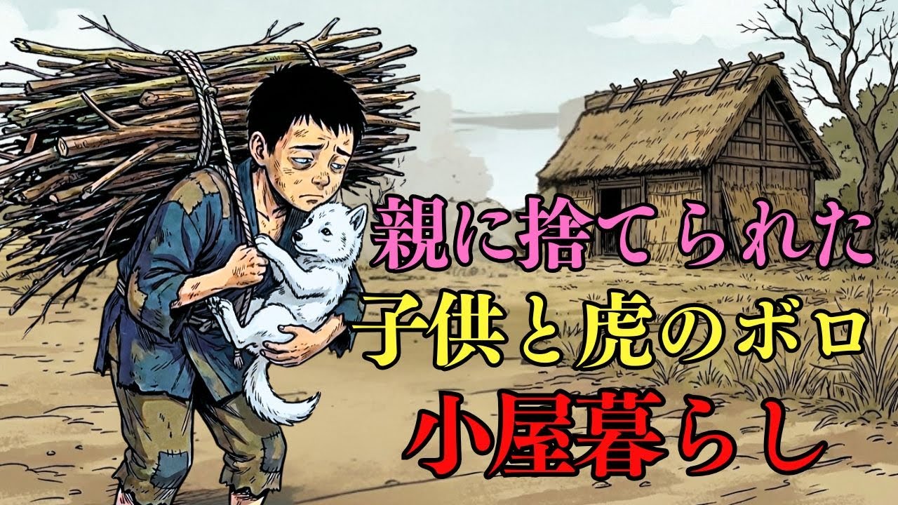 江戸時代【奇談】親に捨てられた貧しい子供と子狼は藁葺小屋で暮らしていた｜民話 | 戦国時代 | 日本史 | 人間ドラマ | 子供と狼