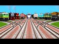 9 Trains At Railroad Crossing XX Branched Railroad Tracks | indian railways | train simulator game 