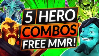 5 HERO COMBOS for FREE WINS - MOST BROKEN LANE Combos - Dota 2 Guide (7.33d)