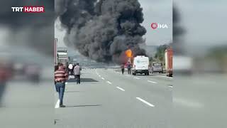 Kuzey Marmara Otoyolunda Tırda Yangın