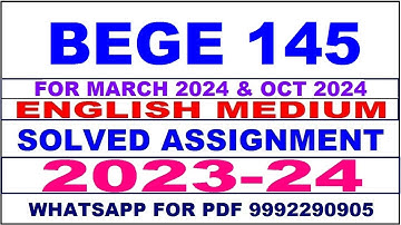 bege 145 solved assignment 2023-24 | bege 145 solved assignment in english 2024 | bege 145 2024