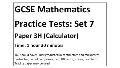 Practice Set 7 Paper 3H walkthrough