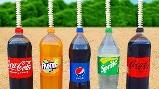 Coca Cola Zero, Pepsi, Fanta, Sprite, Coca Cola and Mentos and Balloons