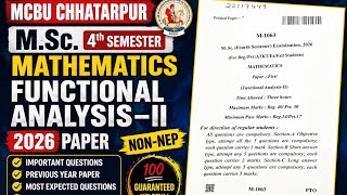 Functional Analysis Msc 4th Semester mathematics 2026 Paper Mcbu Chhatapur non nep 💯🔥