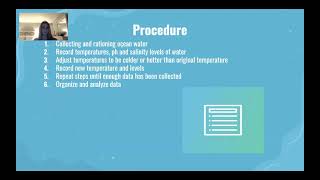 The effects of temperature on pH and salinity levels of ocean water  Stella cassell