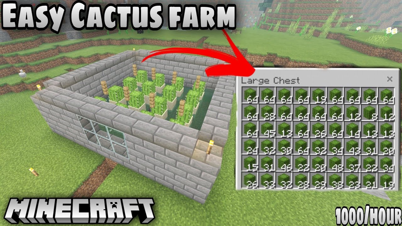 Minecraft Bedrock 1.17 | Easy and simple Cactus farm ( MCPE/JAVA/PS4 ...