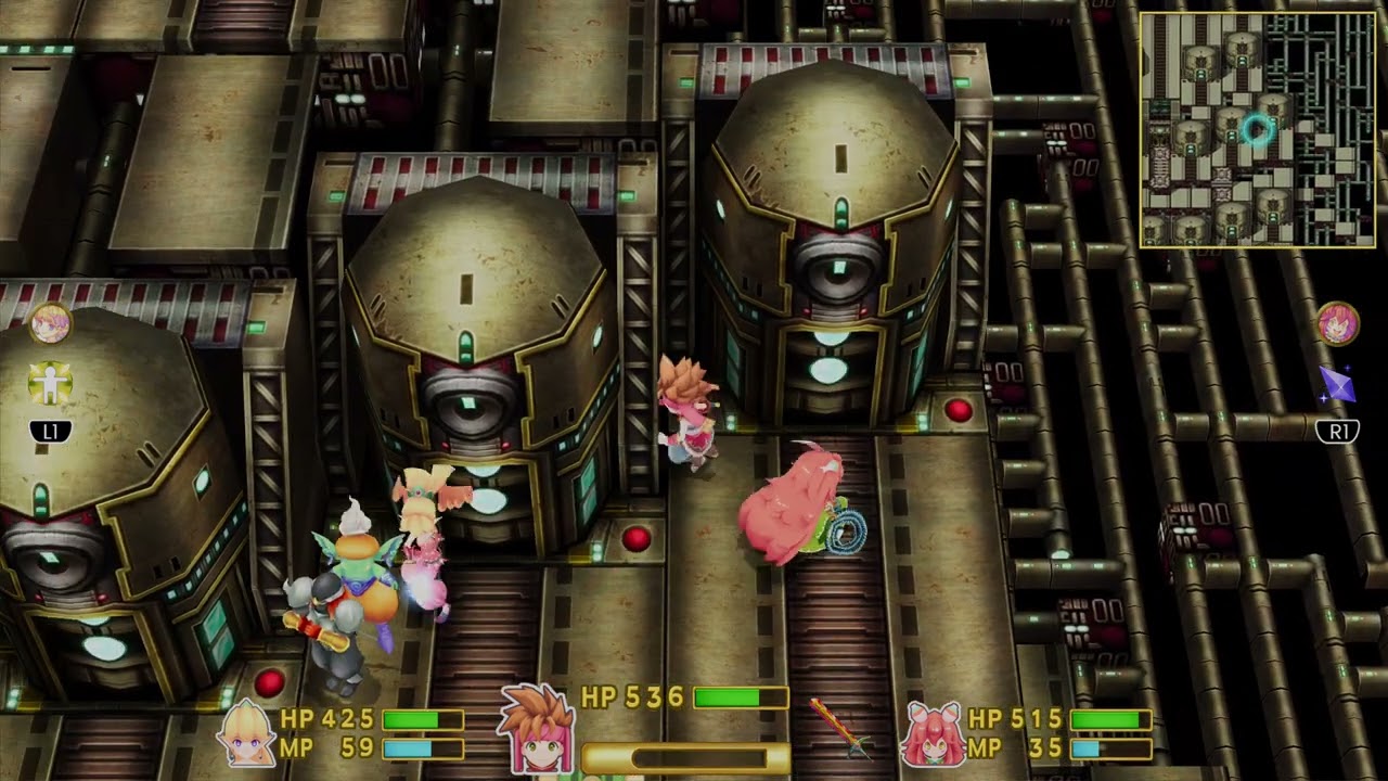 Secret Of Mana part 31 Mana Fortress Farming Fiend Heads For Vampire Cape & 2 Axe Orbs & Magic Level