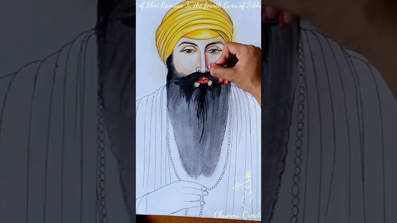 How to draw Sikh Guru Tegh Bahadur Ji