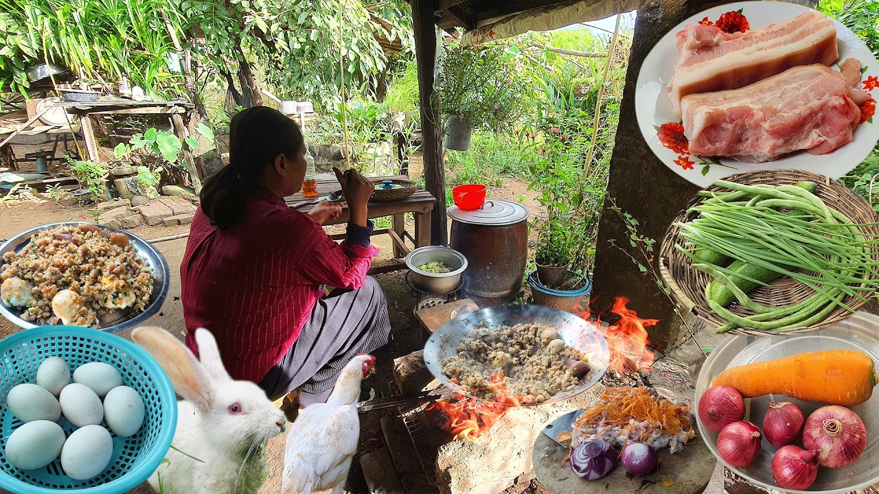 Traditional cooking over wood fire | Village Lifestyle & Organic Vegetable Harvest