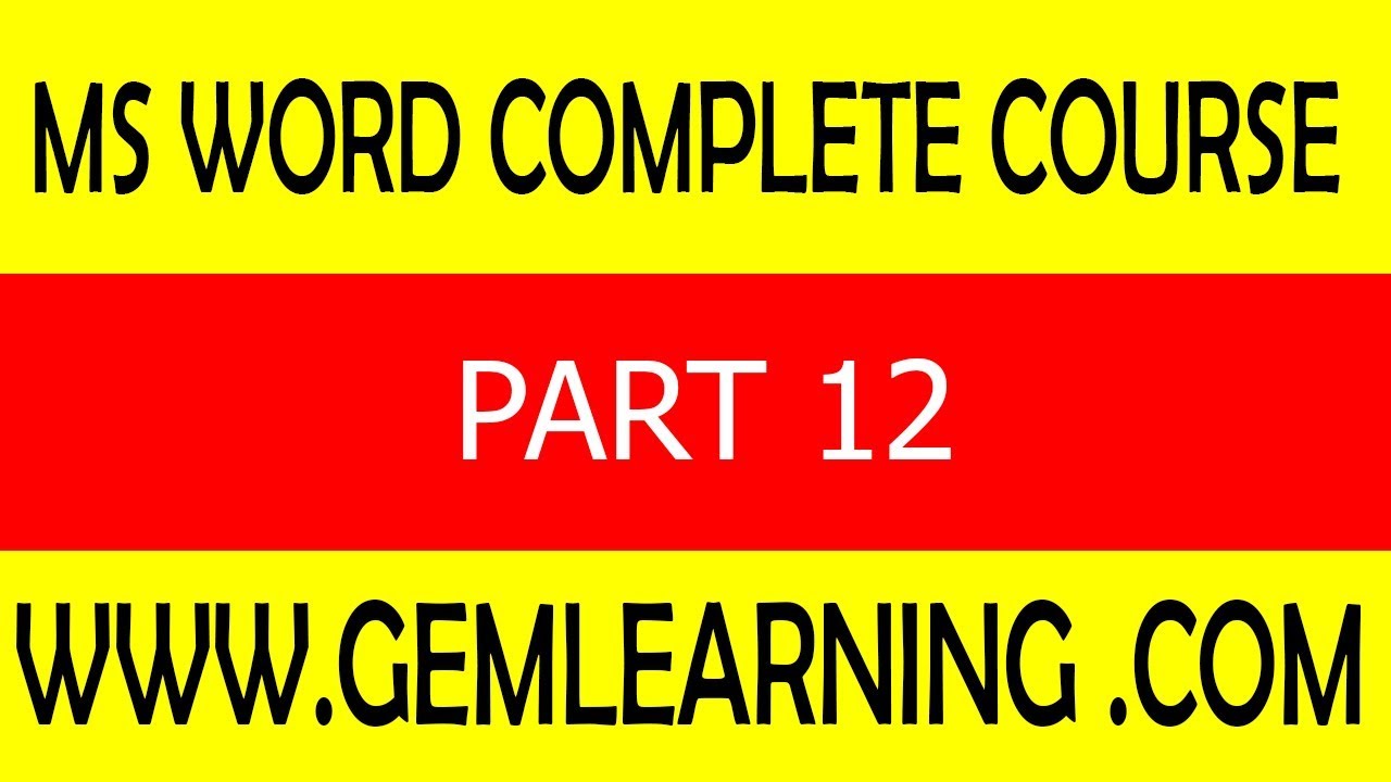 MS Word (Urdu)Part 12 - MS Office 2010 Tutorials- Ms Office 2010  - MS Office 2010 Tutorials