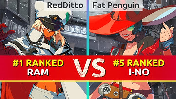 GGST ▰ RedDitto (#1 Ranked Ramlethal) vs Fat Penguin (#5 Ranked I-No). High Level Gameplay