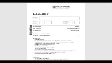 Cambridge IGCSE -Mathematics Specimen 2020 Solution (Part 1)