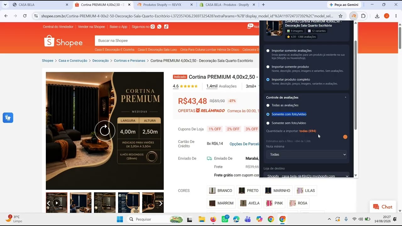 Como importar produto + avaliações