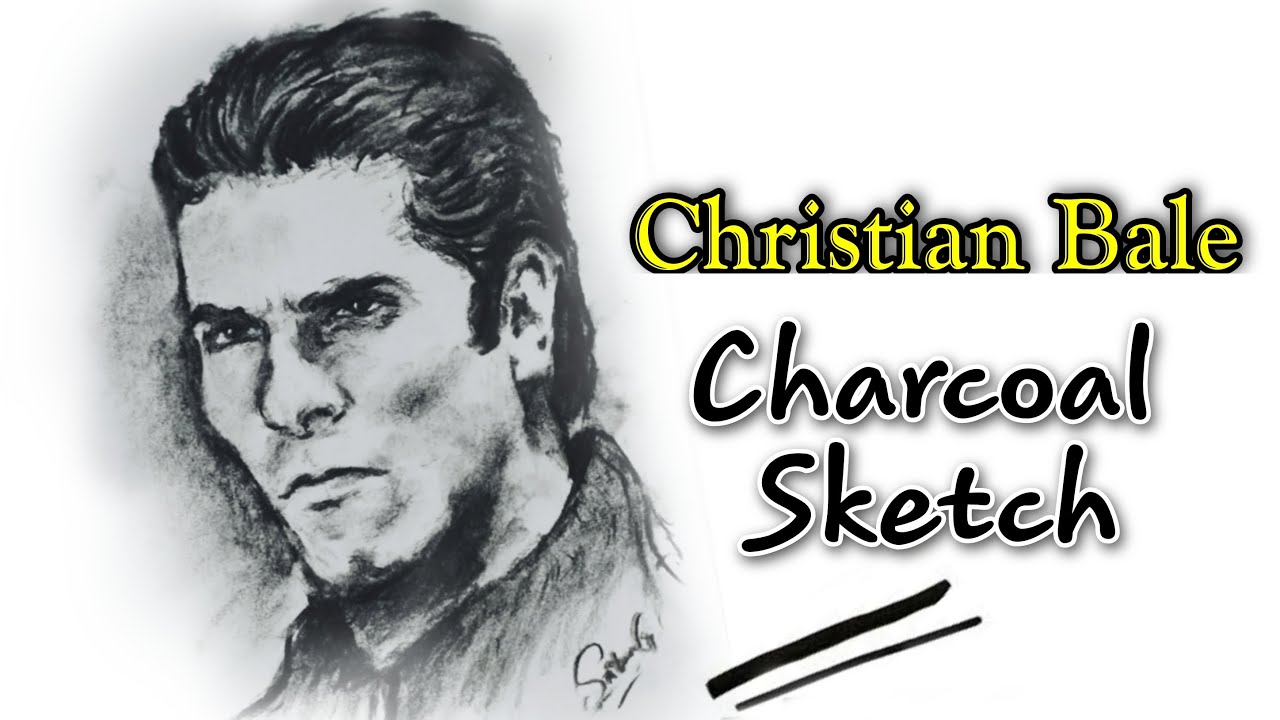 Christian Bale Charcoal Drawing