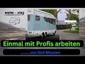 Wohnmobil parkt im Kreisel. Einmal mit Profis arbeiten, nur 5 Minuten. Freistehen, Vanlife
