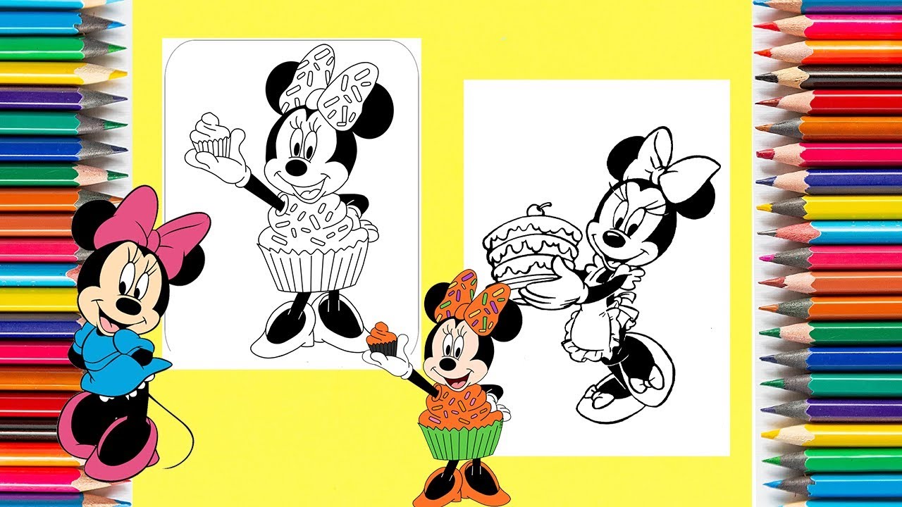 Coloring Minnie Mouse cupcake Coloring pagesDisney Coloring Page YouTube