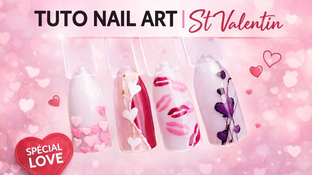 TUTO NAIL ART SAINT-VALENTIN 💖 | 4 Designs Faciles & Tendance (Débutants)