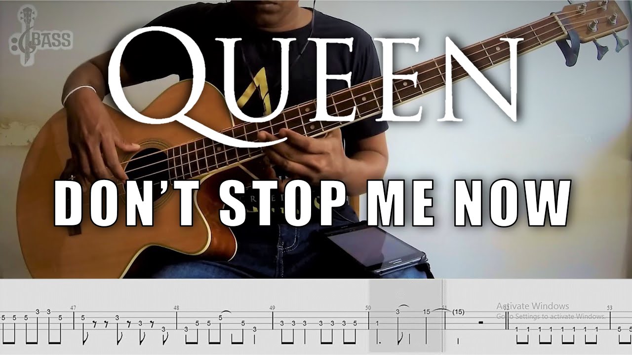 Queen - Don't Stop Me Now (Bass Cover) (Play Along Tabs In Video) By