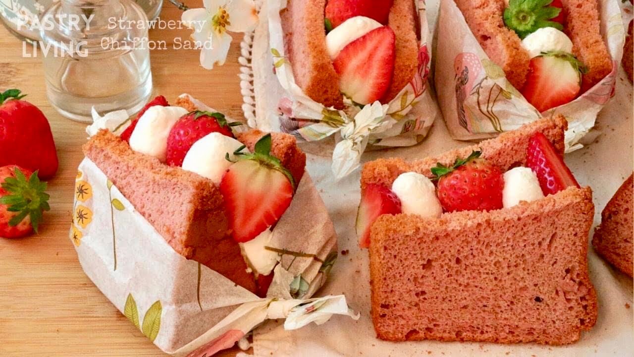 Light & Fluffy Strawberry Chiffon Sand | Strawberry Chiffon Cake Recipe