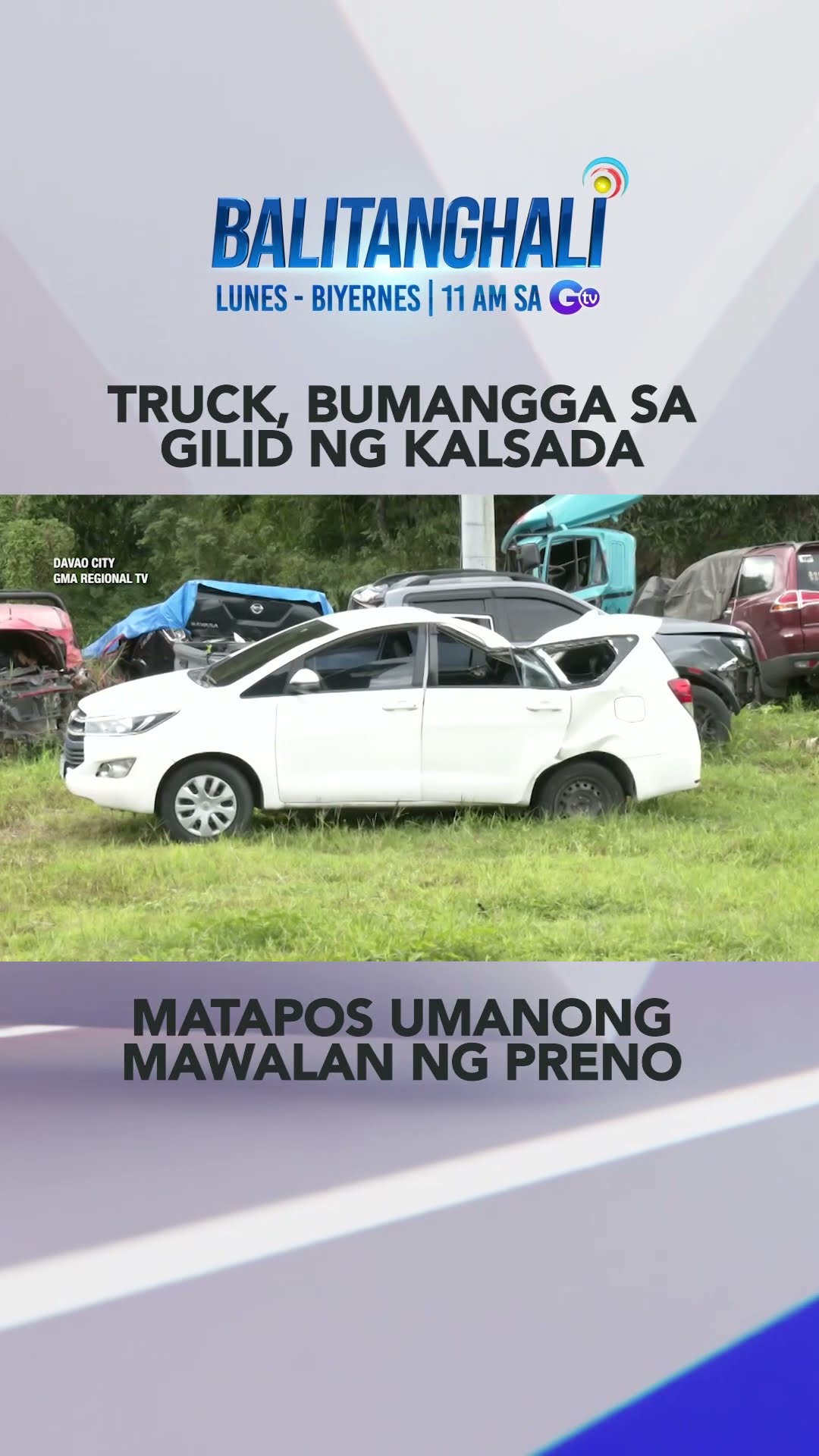 Truck na nawalan umano ng preno, bumangga sa gilid ng highway #shorts | Balitanghali