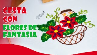 Cómo Bordar Cesta con Flores de Fantasía | Fantasy Flower Basket Embroidery