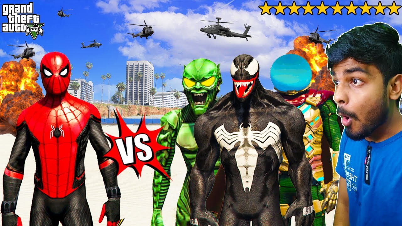 ⁣SPIDERMAN vs RHINO,VENOM,MYSTERIO in GTA 5 | Epic Super Battle | Gta 5 tamil | Spiderman No Way Home