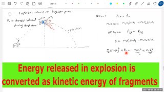 18) conservation of momentum JEE | An explosive projected at an angle from ground,