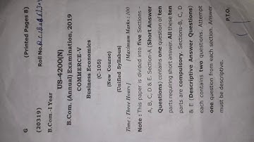 B.COM 1st Year 2019 | Question paper | full Hindi or English | BUSINESS ECONOMICS | CCS UNIVERSITY