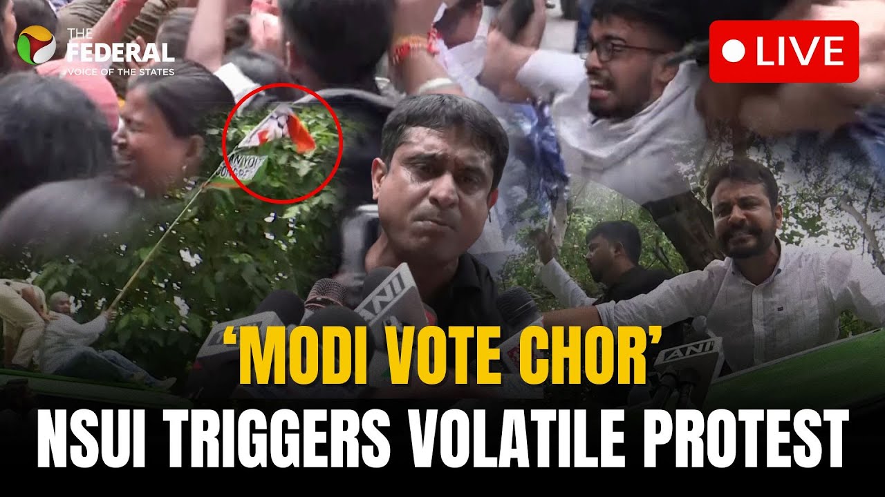 LIVE| NSUI protests ‘vote theft’ at Election Commission; President Varun Choudhary, workers detained