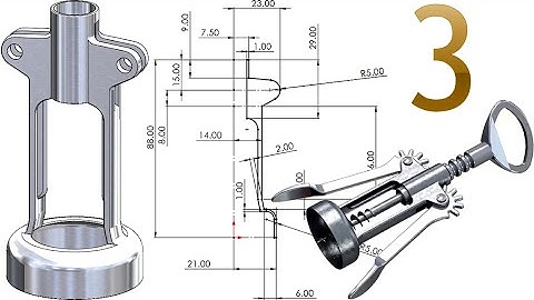 3-Project 53| Bottle Corkscrew |SolidWorks Tutorial: metal casing / ring (rib feature)