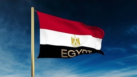 4K Egypt flag slider style with title. Waving in the wind with cloud background animation Stock