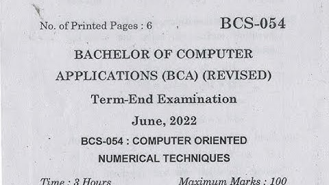 BCS-054 | Previous Year question Papers June 2022 | Computer Oriented Numerical TechniquesIGNOU