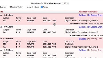 Skyward Attendance By Name not first day