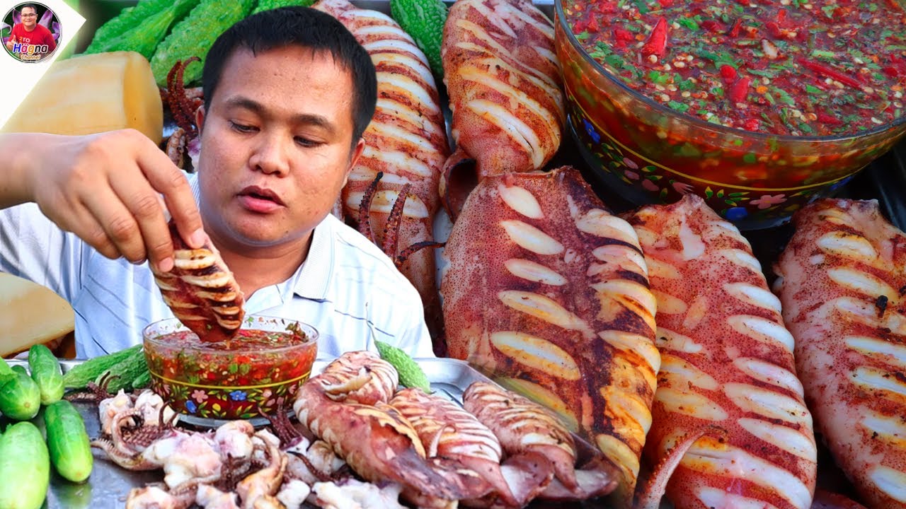 หมึกกล้วยย่างไซต์ใหญ่ กินเป็นตัวไม่ต้องหั่นน้ำจิ้มรสเด็ดเผ็ดสะเดิดทุ่งแกล้มมะระขี้นกอ่ำหล่ำคักอิหลี