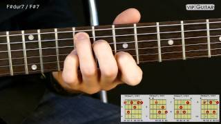gitarrenakkorde: f#dur7 / f#7 chord