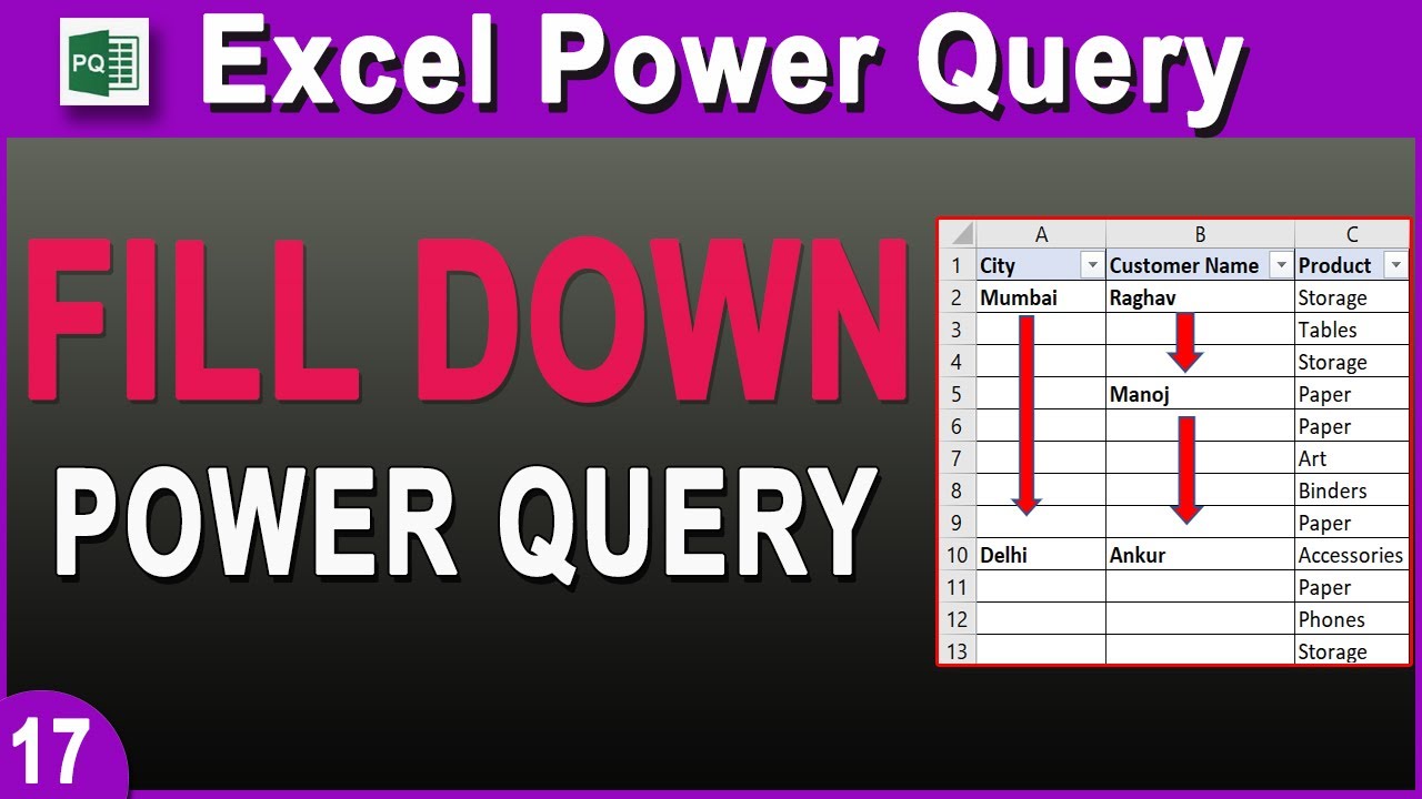 Fill Down In Power Query Fill Down Until Next Value Replace Null