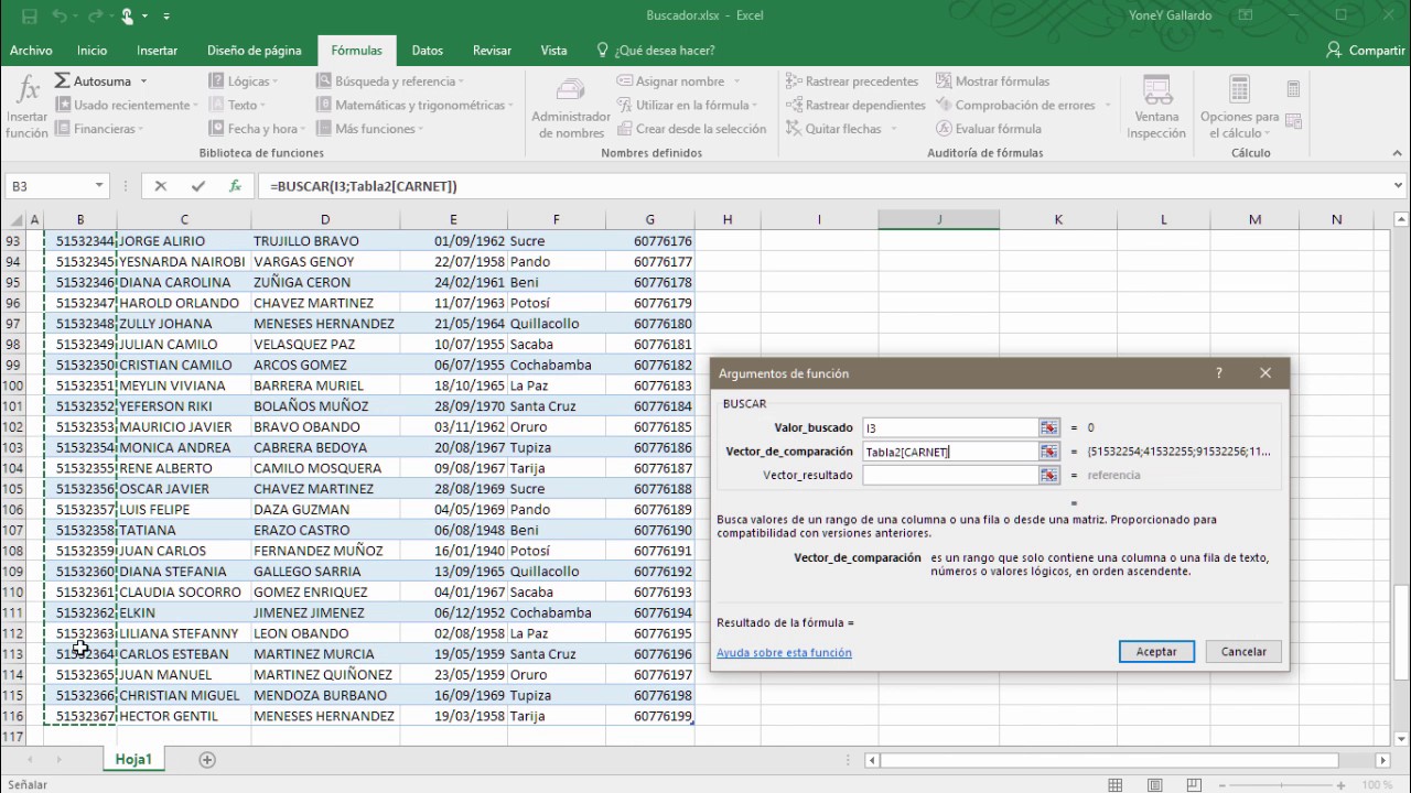 Cómo hacer un Buscador en Excel 2016 - YouTube