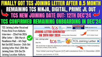 TCS JOINING LETTER AFTER 8.5 MONTH, SET 1-3 DOCUMENTS UPLOAD, ILP TRAINING, BGC & ONBOARDING PROCESS