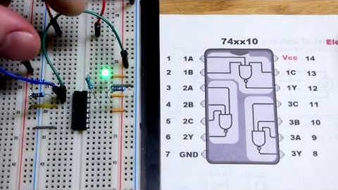 7410 74HC10 Triple 3 input NAND gate integrated circuit IC demonstration by electronzap electronics