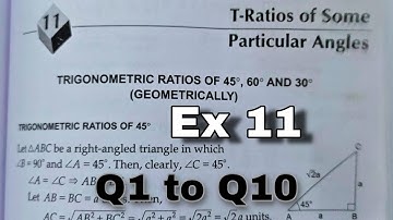 Ex 11 Q1 to Q10 T-Ratios of Some Particular angles |Class 10 | CBSE Trigonometry RS Aggarwal Rajmith
